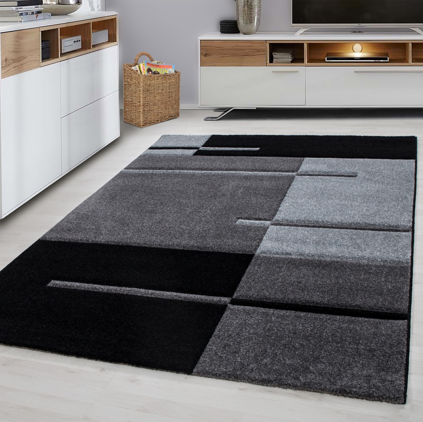 Contemporary Living Room Modern Grey Area Rug 3D Effect